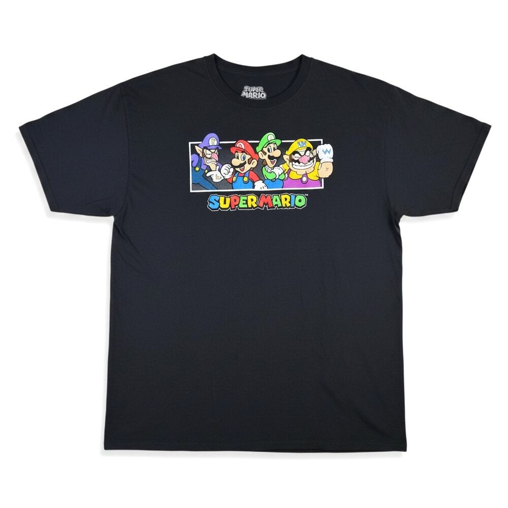 Super Mario Mens Nintendo Characters Graphic T-Shirt Black XL Gamer Streetwear